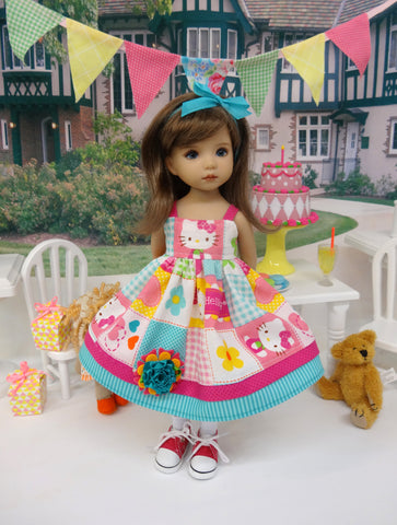 Hello Kitty Patchwork - dress, socks & shoes for Little Darling Doll or 33cm BJD