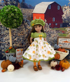 Hello Pumpkin - dress, hat, tights & shoes for Little Darling Doll or 33cm BJD