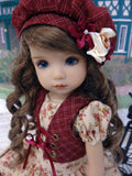 Heritage Floral - dress, beret, vest, tights & shoes for Little Darling Doll or other 33cm BJD