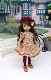 Heritage Floral - dress, beret, vest, tights & shoes for Little Darling Doll or other 33cm BJD