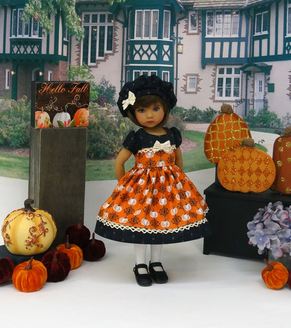 Heritage Pumpkin - dress, hat, tights & shoes for Little Darling Doll or 33cm BJD