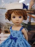 High Seas - dress, sailor hat, socks & shoes for Little Darling Doll or 33cm BJD