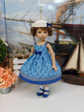 High Seas - dress, sailor hat, socks & shoes for Little Darling Doll or 33cm BJD
