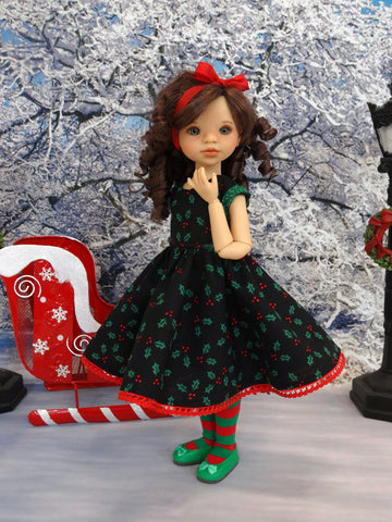 Holiday Holly - dress, tights & shoes for Little Darling Doll or 33cm BJD