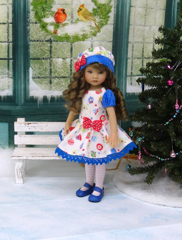 Holiday Ornaments - dress, hat, tights & shoes for Little Darling Doll or 33cm BJD
