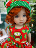 Holiday Owls - dress, hat, tights & shoes for Little Darling Doll or 33cm BJD