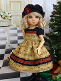 Holiday Tune - dress, hat, tights & shoes for Little Darling Doll or 33cm BJD