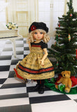 Holiday Tune - dress, hat, tights & shoes for Little Darling Doll or 33cm BJD