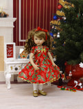 Holly Berries - dress, tights & shoes for Little Darling Doll or other 33cm BJD