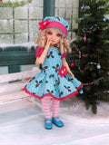 Holly Bough - dress, hat, tights & shoes for Little Darling Doll or 33cm BJD