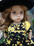 Honeysuckle Cutie - dress, hat, tights & shoes for Little Darling Doll or 33cm BJD