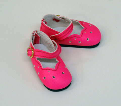 Scallop Mary Jane Shoes - Hot Pink