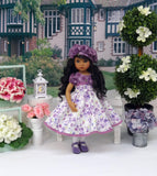 Hydrangea Pastels - dress, hat, tights & shoes for Little Darling Doll or 33cm BJD