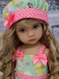 Ice Cream Cone - romper, hat & sandals for Little Darling Doll