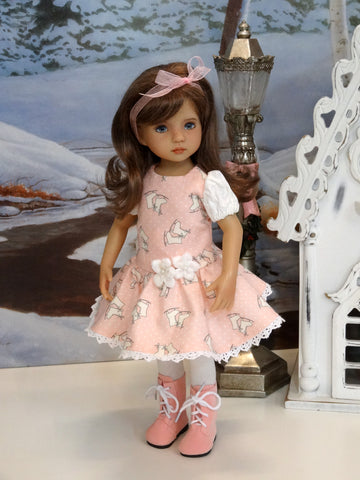 Ice Skater - dress, tights & shoes for Little Darling Doll or 33cm BJD