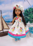 Island Girl - dress, beret & sandals for Little Darling Doll or 33cm BJD