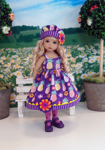 Island Pineapple - dress, hat, tights & shoes for Little Darling Doll