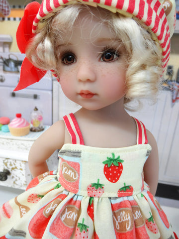 Jelly & Jam - babydoll top, bloomers, hat & sandals for Little Darling Doll or 33cm BJD