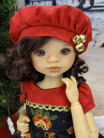 Jingle All The Way - dress, beret, tights & shoes for Little Darling Doll or 33cm BJD