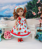 Juicy Watermelon - dress, kerchief & sandals for Little Darling Doll or 33cm BJD
