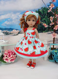 Juicy Watermelon - dress, kerchief & sandals for Little Darling Doll or 33cm BJD