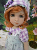 Lavender Sprig - romper, hat, socks & shoes for Little Darling Doll or 33cm BJD