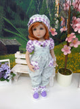 Lavender Sprig - romper, hat, socks & shoes for Little Darling Doll or 33cm BJD