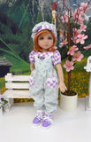 Lavender Sprig - romper, hat, socks & shoes for Little Darling Doll or 33cm BJD