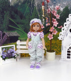 Lavender Sprig - romper, hat, socks & shoes for Little Darling Doll or 33cm BJD