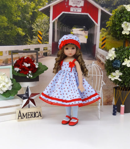 Liberty Flowers - dress, hat, tights & shoes for Little Darling Doll or other 33cm BJD