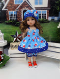 Liberty Scoops - babydoll top, bloomers, hat & sandals for Little Darling Doll or 33cm BJD