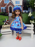 Liberty Scoops - babydoll top, bloomers, hat & sandals for Little Darling Doll or 33cm BJD