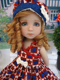 Liberty Stars - dress, hat & sandals for Little Darling Doll or 33cm BJD