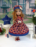 Liberty Stars - dress, hat & sandals for Little Darling Doll or 33cm BJD