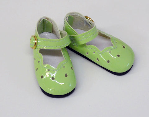 Scallop Mary Jane Shoes - Patent Spring Green