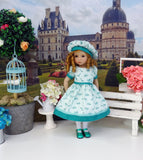 Little Blue Robin - dress, hat, tights & shoes for Little Darling Doll or 33cm BJD