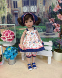 Little Bluebird - babydoll top, bloomers, kerchief & sandals for Little Darling Doll or 33cm BJD