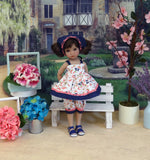 Little Bluebird - babydoll top, bloomers, kerchief & sandals for Little Darling Doll or 33cm BJD