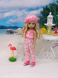Little Flamingo - romper, hat & sandals for Little Darling Doll or 33cm BJD