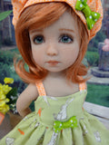 Little Garden Bunny - dress, hat & shoes for Little Darling Doll or 33cm BJD