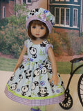 Little Panda - dress, hat, tights & shoes for Little Darling Doll or 33cm BJD