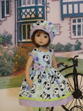 Little Panda - dress, hat, tights & shoes for Little Darling Doll or 33cm BJD