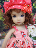 Little Red - dress, hat, socks & shoes for Little Darling Doll or 33cm BJD