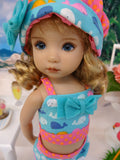 Little Whale - crop top, shorts, hat & sandals for Little Darling Doll or 33cm BJD