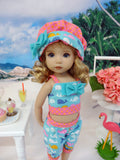 Little Whale - crop top, shorts, hat & sandals for Little Darling Doll or 33cm BJD
