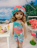 Little Whale - crop top, shorts, hat & sandals for Little Darling Doll or 33cm BJD