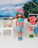 Little Whale - crop top, shorts, hat & sandals for Little Darling Doll or 33cm BJD