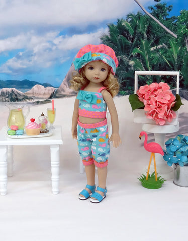 Little Whale - crop top, shorts, hat & sandals for Little Darling Doll or 33cm BJD