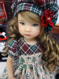 Log Cabin Christmas - dress, hat, socks & shoes for Little Darling Doll or 33cm BJD