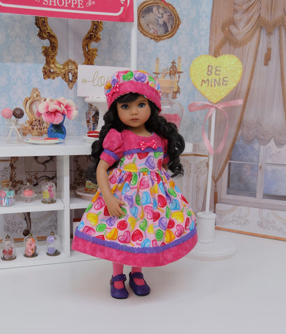 Lollipop, Lollipop - dress, hat, tights & shoes for Little Darling Doll or 33cm BJD